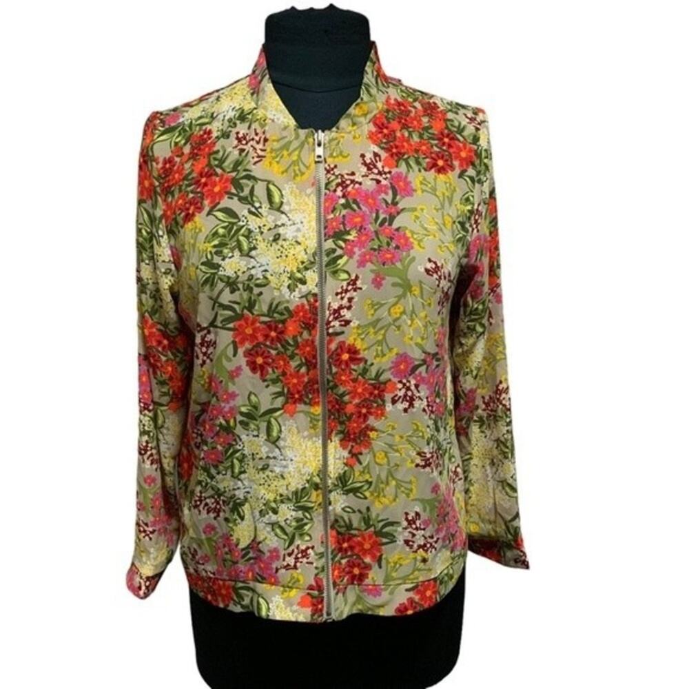 Kikit Women’s Large Floral Zip Jacket Light Weight